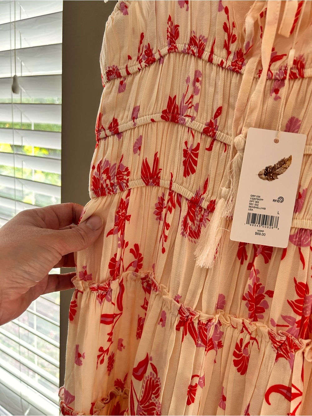 Chelsea & Violet Cream Dress with Red Floral Print - Picture 4 of 8